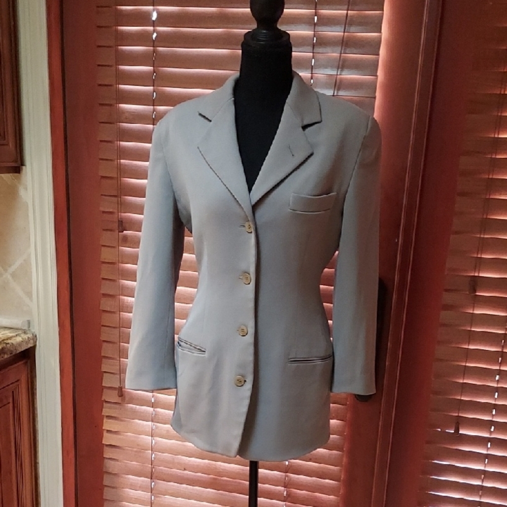 Calvin Klein Collection Designer Suit Jacket Taupe Size 2 Vintage